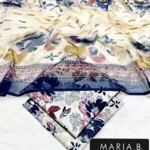 Floral Printed Lawn Suit with Chiffon Dupatta