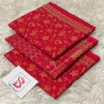 Elegant Ruby Red Floral Printed 3 Piece Lawn Suit