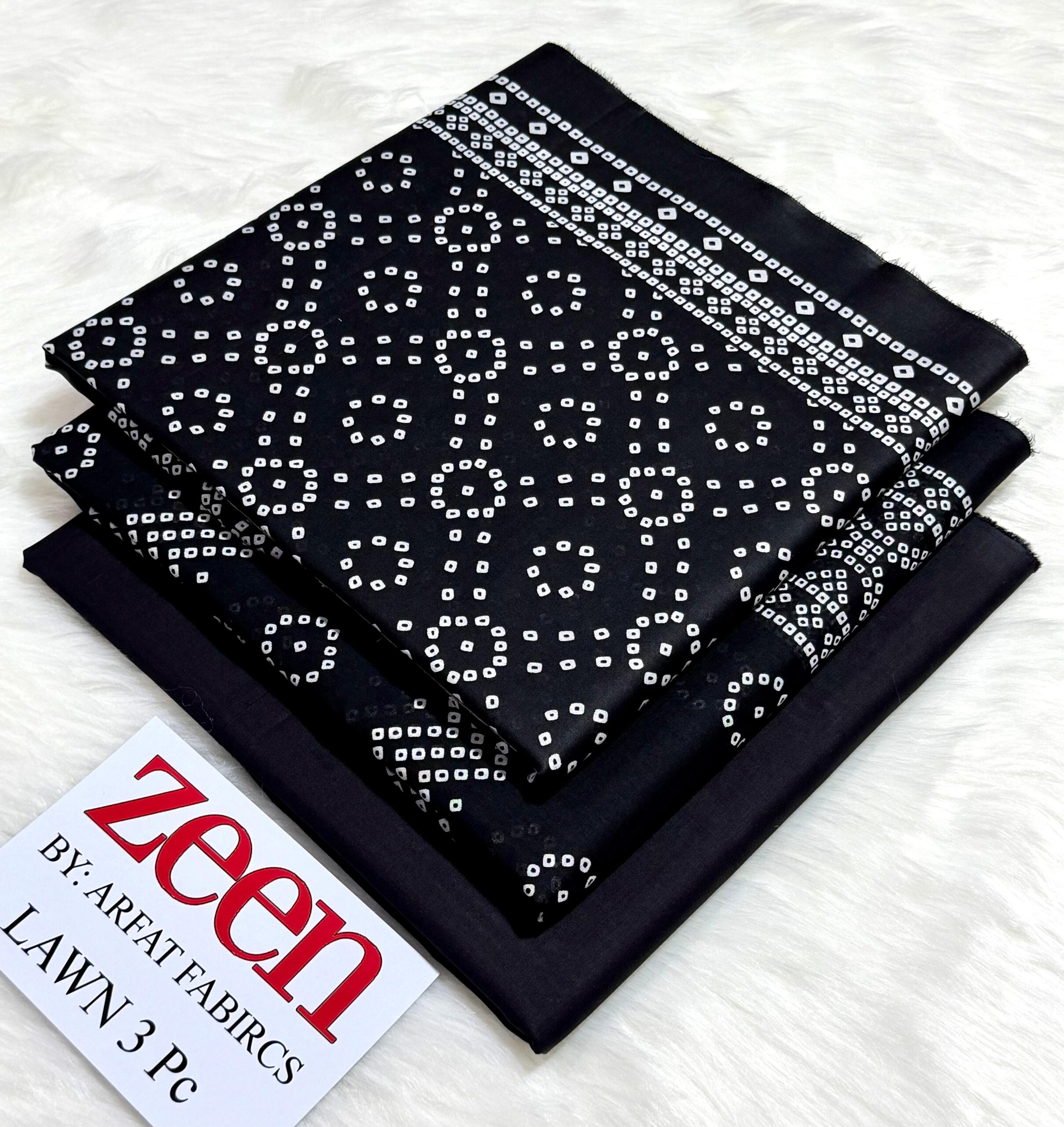 Black & White Bandhani Lawn Suit